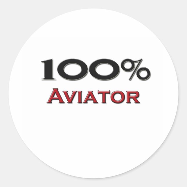 100 % Aviator Runder Aufkleber (Vorderseite)