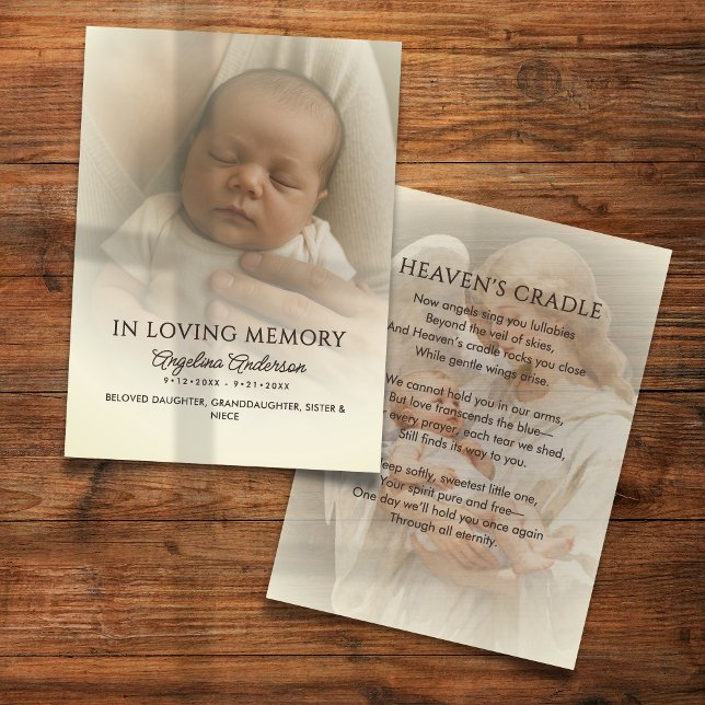 100 Baby Funeral Memorial Photo Prayer Cards Visitenkarte (Von Creator hochgeladen)