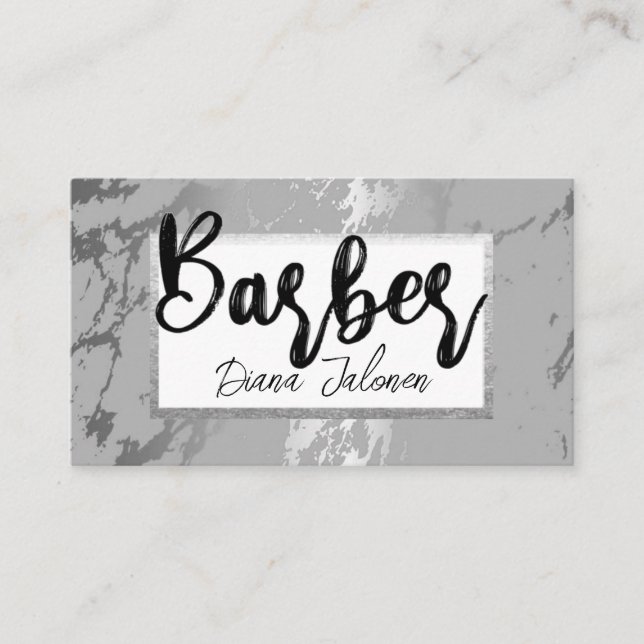 100 Barber Ernennung Erinnerung Grau Marmor Visitenkarte (Vorderseite)