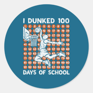 100 Basketball 100. eingetauchte Tage Tag Schule 1 Runder Aufkleber