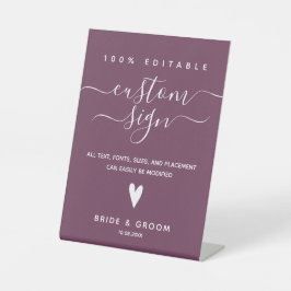 100% bearbeitbares, benutzerdefiniertes Hochzeitso Sockelschild