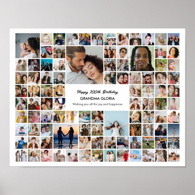 100 Bilder Fotocollage Personalisiertes Geschenk Poster (Vorne)