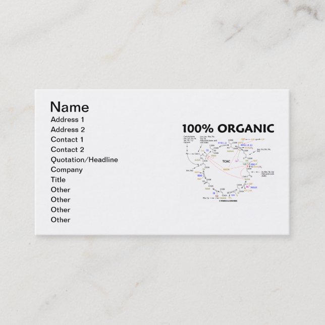 100% Bio (Krebs Cycle Spaß) Visitenkarte (Vorderseite)