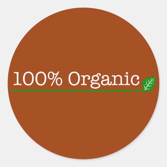 100 % Bio - weißer Text Runder Aufkleber (Vorderseite)
