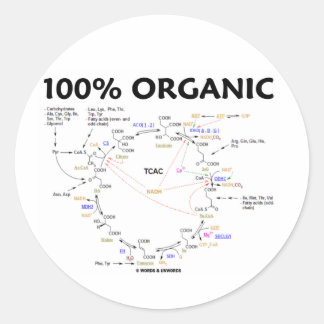 100 % Bio (Zitronensäurezyklus - Krebs-Zyklus) Runder Aufkleber