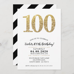 100. BIRTHDAY PARTY INVITE MODERNER Goldmedaillenm Einladung