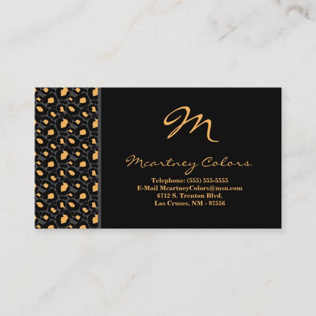 100 Black Gray Cheetah Print Business Card Visitenkarte (Vorderseite)