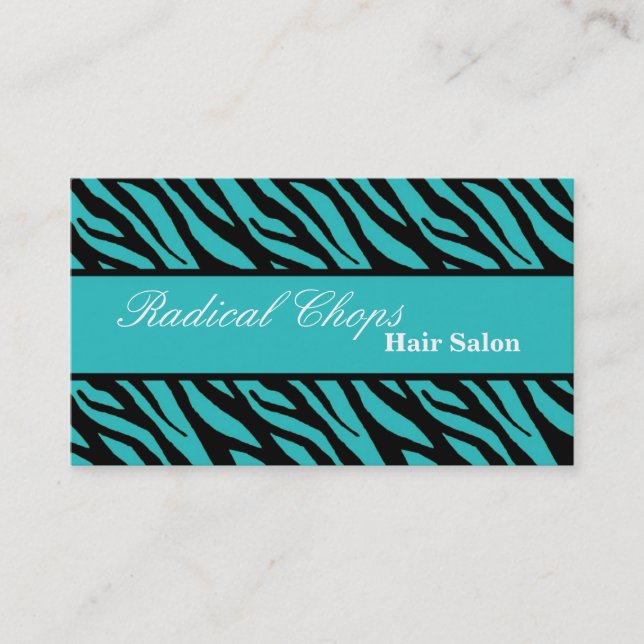 100 Blue Black Zebra Print Pattern Business Card Visitenkarte (Vorderseite)