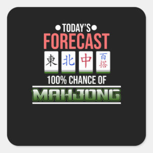100% Chance auf Mahjong Game Mahjong Spielen Quadratischer Aufkleber