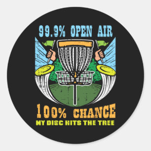 100% Chance Disk trifft Tree Frisbee Golf Men Runder Aufkleber