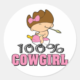 100 % Cowgirl Runder Aufkleber