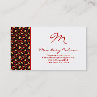 100 Crimson Red Cheetah Print Business Card Visitenkarte