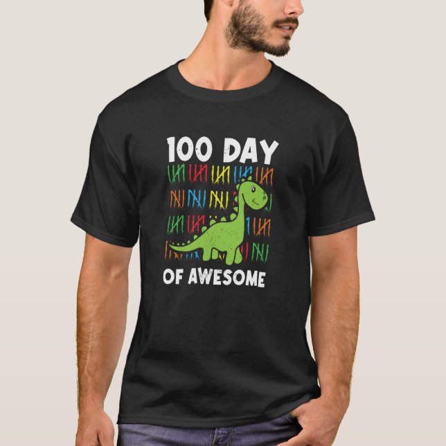 100 Day Of Awesome Rex Dinosaur Dino Tyrannosaurus T-Shirt (Vorderseite)