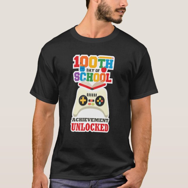 100 Day of School Achievement Unlocked Gamer T-Shirt (Vorderseite)