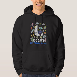 100 Day Of School No Prob Llama Outfits 100th Days Hoodie