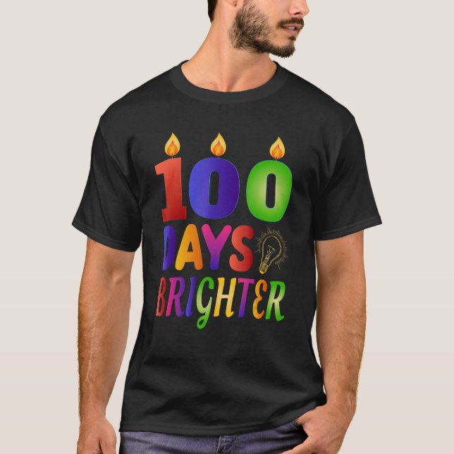 100 Days Brighter  100th Day  for Teacher Kids T-Shirt (Vorderseite)