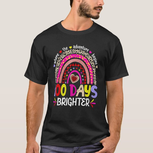 100 Days Brighter Happy 100th Day Of School Rainbo T-Shirt (Vorderseite)