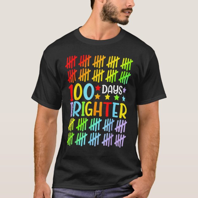 100 Days Brighter Happy 100th Day Of School Studen T-Shirt (Vorderseite)
