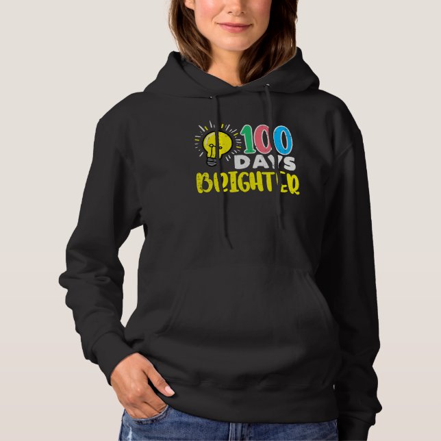 100 Days Brighter Light Bulb 100th Day School Smar Hoodie (Vorderseite)