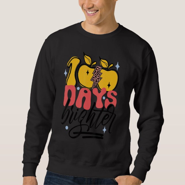 100 Days Brighter Lightning Bolt Teacher 100th Day Sweatshirt (Vorderseite)
