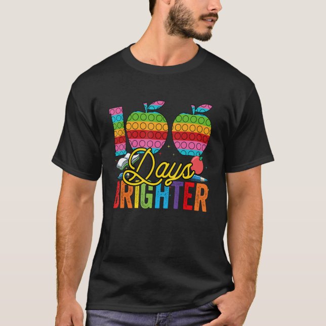 100 Days Brighter Popping For Teachers And Kids St T-Shirt (Vorderseite)