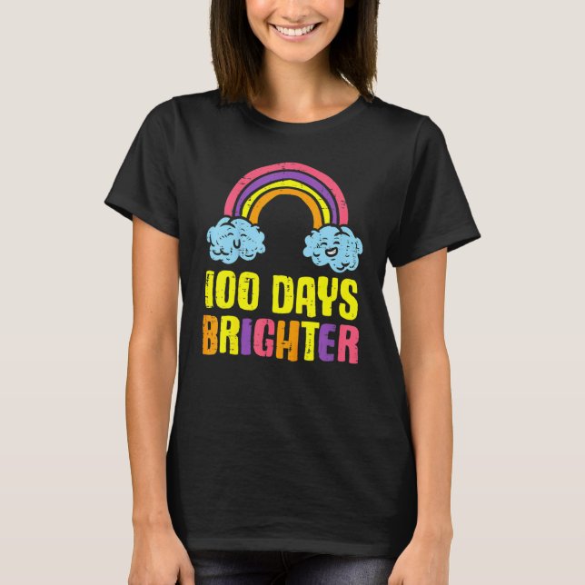 100 Days Brighter Rainbow Cute 100th Day School Sm T-Shirt (Vorderseite)