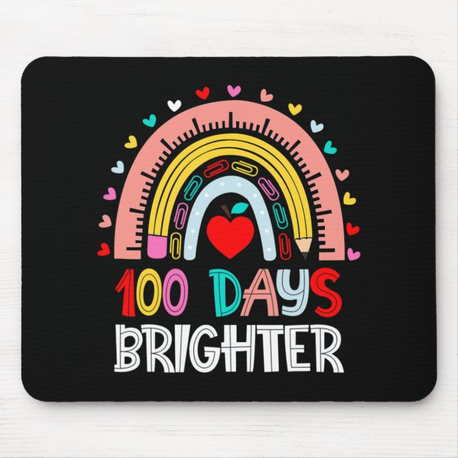 100 Days Brighter Regenbogen 100. Schullehrtag Mousepad (Vorne)