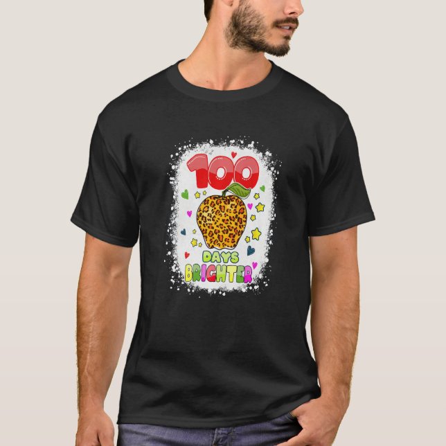 100 Days Brighter Shirt for Teachers Kids Leopard  (Vorderseite)