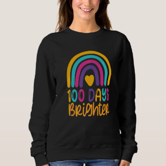 100 Days Brighter Teacher Girls 100 Days Of School Sweatshirt