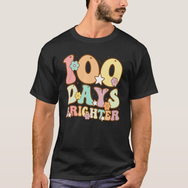 100 Days Brighter Teacher Kids Boys Girls 100 Days T-Shirt (Vorderseite)