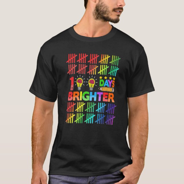 100 Days Brighter Teacher Kids Happy 100th Day Of  T-Shirt (Vorderseite)