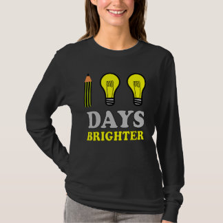 100 Days Brighter Teacher Student 100th Day of Sch T-Shirt