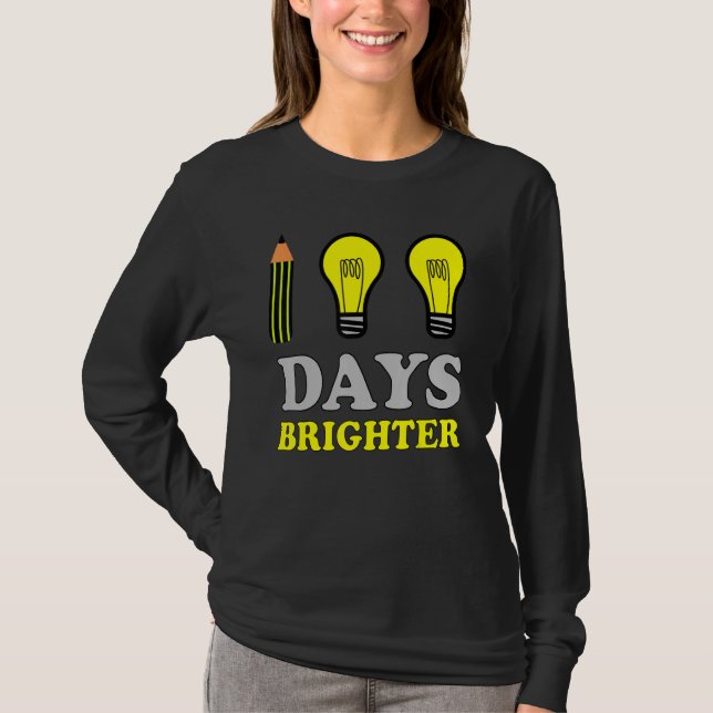 100 Days Brighter Teacher Student 100th Day of Sch T-Shirt (Vorderseite)