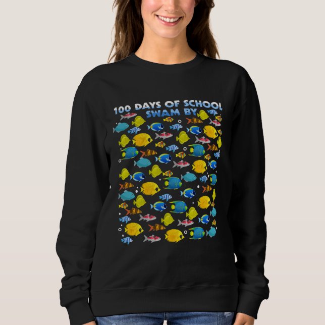 100 Days Fish 100th Day Of School  For Boys Girls  Sweatshirt (Vorderseite)