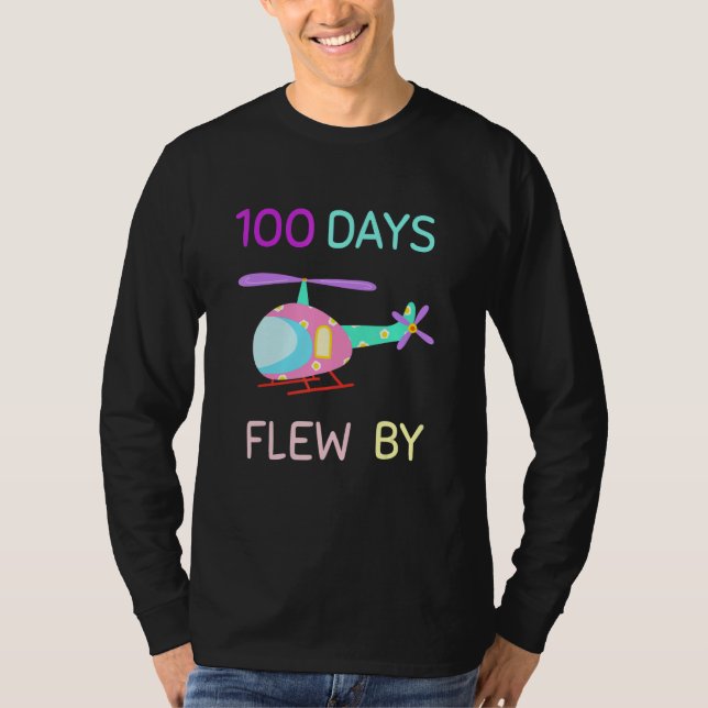100 Days Flew By  100 Days Of School   helicopter T-Shirt (Vorderseite)