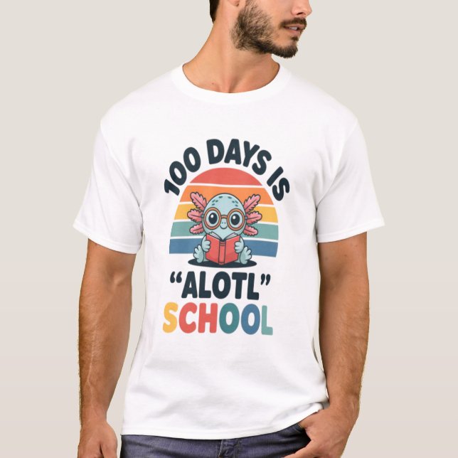 100 Days Is Alotl School Cute Axolotl Teacher Stud T-Shirt (Vorderseite)