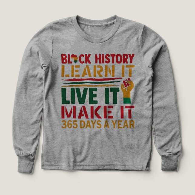 100 Days Learning Black History Afro Education Tee (Design Vorderseite)