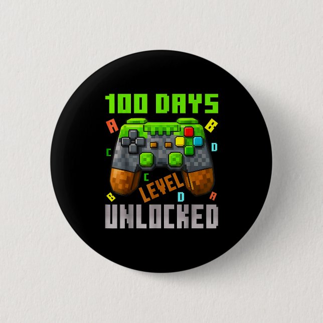 100 Days Level Unlocked Gaming 100 Days Of School  Button (Vorderseite)