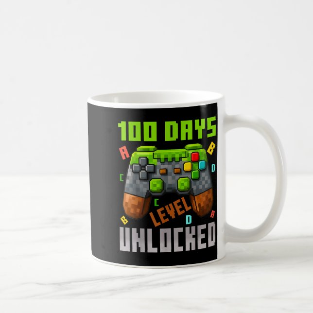 100 Days Level Unlocked Gaming 100 Days Of School  Kaffeetasse (Rechts)