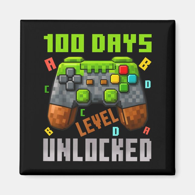 100 Days Level Unlocked Gaming 100 Days Of School  Magnet (Vorne)