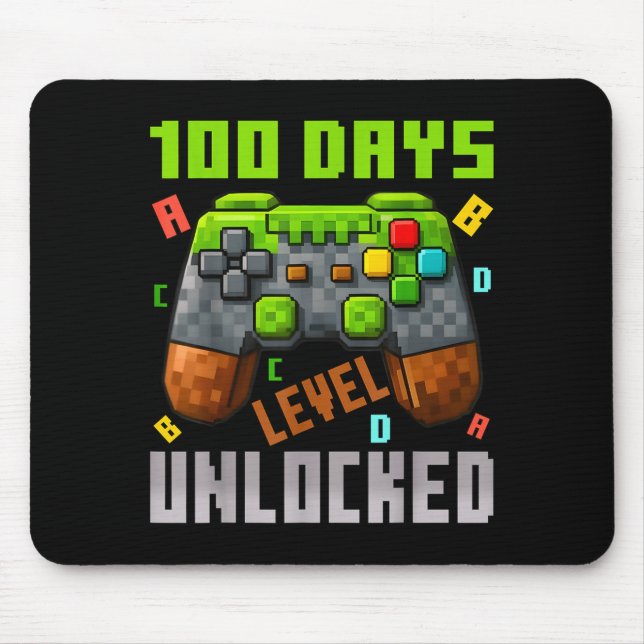 100 Days Level Unlocked Gaming 100 Days Of School  Mousepad (Vorne)