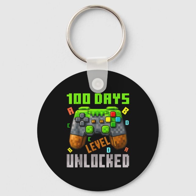 100 Days Level Unlocked Gaming 100 Days Of School  Schlüsselanhänger (Vorderseite)