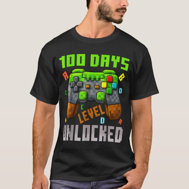 100 Days Level Unlocked Gaming 100 Days Of School  T-Shirt (Vorderseite)