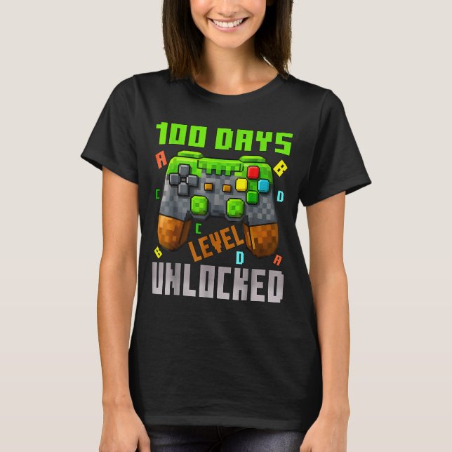 100 Days Level Unlocked Gaming 100 Days Of School  T-Shirt (Vorderseite)