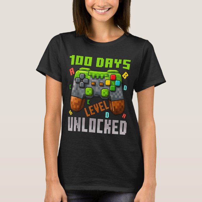 100 Days Level Unlocked Gaming 100 Days Of School  T-Shirt (Vorderseite)