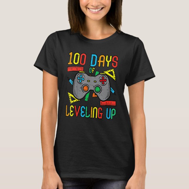 100 Days Leveling Up Game Controller 100th Day Sch T-Shirt (Vorderseite)