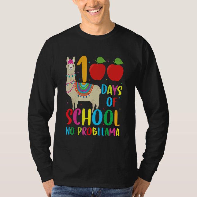 100 Days Llama Alpaca Pun Meme Sarcastic 100th Day T-Shirt (Vorderseite)