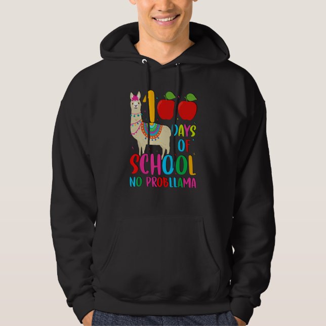 100 Days Llama Alpaca Pun NoprobLlama 100th Day of Hoodie (Vorderseite)