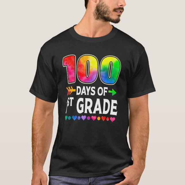 100 Days Of 1st Grade Heart Tie Dye 100th Day Of S T-Shirt (Vorderseite)