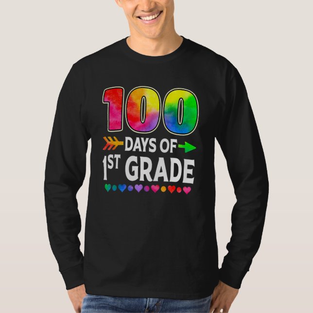 100 Days Of 1st Grade Heart Tie Dye 100th Day Of S T-Shirt (Vorderseite)